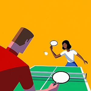 Jon Krause - Conversation, Cooperation, Ideas, Information, Light Bulb, Ping Pong, Speak, Speech, Sport, Sports, Team, Teamwork, Tennis