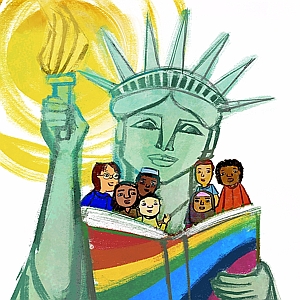 Jing Jing Tsong - Books, Children, Community, Diversity, Education, Equity, Freedom, Inclusion, Learn, Learning, Reading, Statue of  Liberty