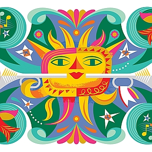 Jean Tuttle - Announcement, Cards, Festival, Festive, Greeting, Holiday, Holidays, Music, Musical Notes, Stars, Sun, Swirl, Trumpet