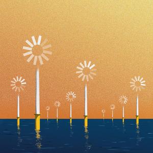 Keith Alexander Lee - Alternative Energy, Energy, Environment, Environmental, Global Warming, Icons, Obstacle, Ocean, Save the World, Sea, Seashore, Sunset, Wind, Wind Turbine