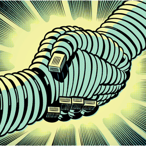 Mark Matcho - Brush and Ink, Comic Book Art, Computer/Digital, Computers, Digital, Editorial, Ink, Internet, Line with Color, Retro, Technology